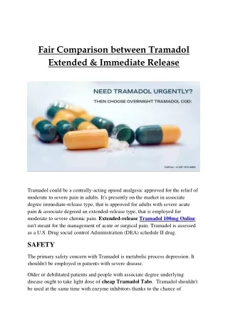 Fair Comparison between Tramadol Extended & Immediate Release
