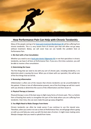 How Performance Pain Can Help with Chronic Tendonitis