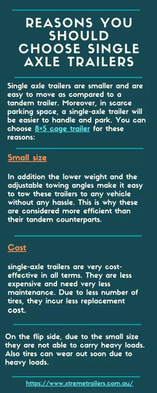 Reasons You Should Choose Single Axle Trailers