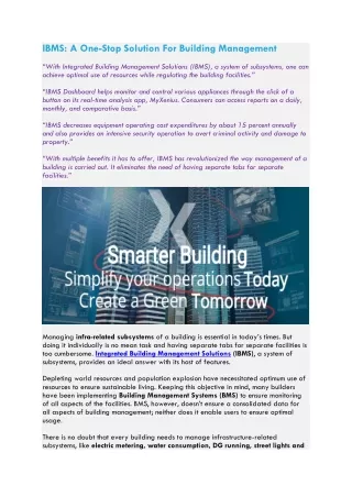 ibms a one stop solution for building management