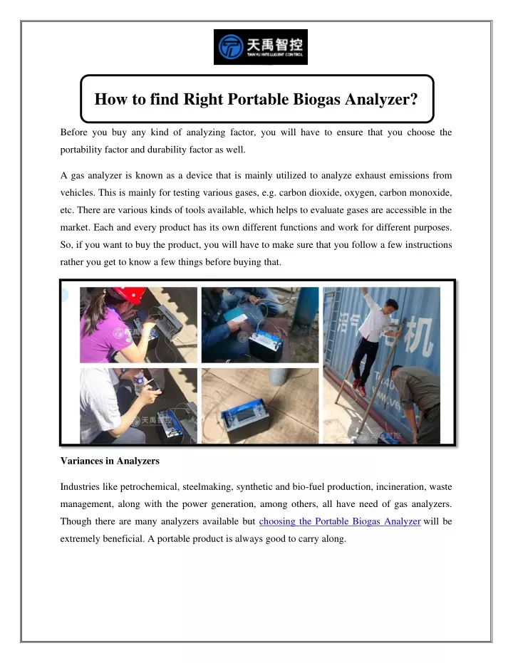 how to find right portable biogas analyzer