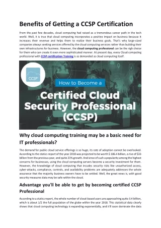 benefits of getting a ccsp certification