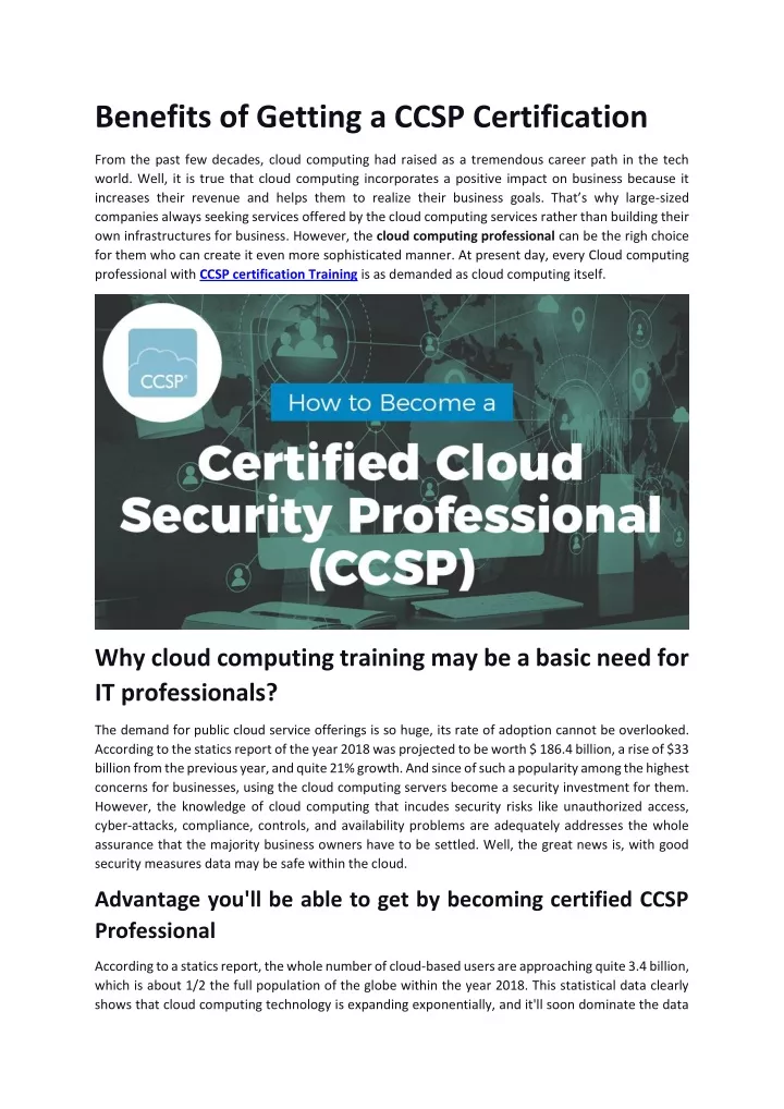 benefits of getting a ccsp certification