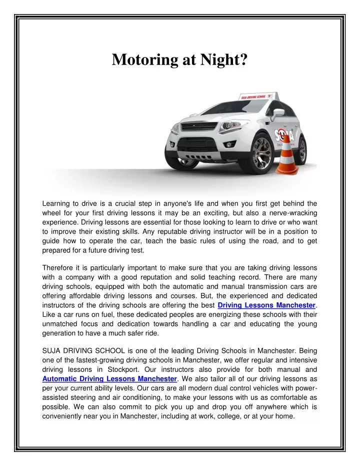 motoring at night