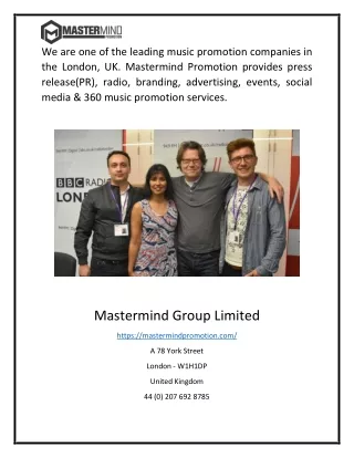 Best Music PR Companies UK | Mastermind Promotion