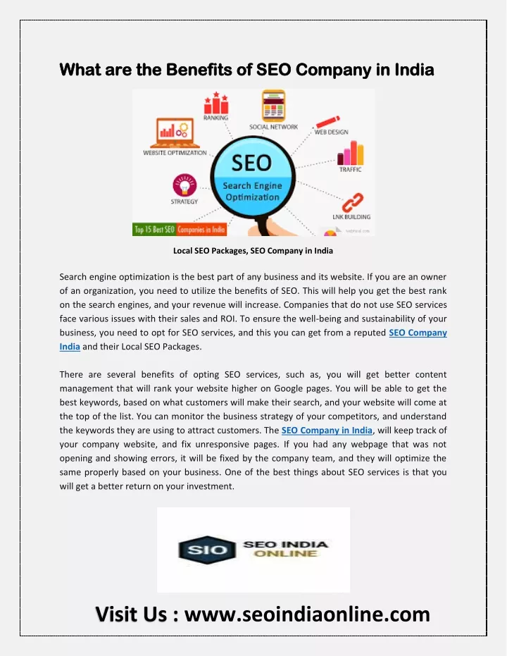 what are the benefits of seo company in india
