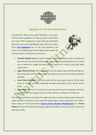 Reasons To Use Exercise Rower
