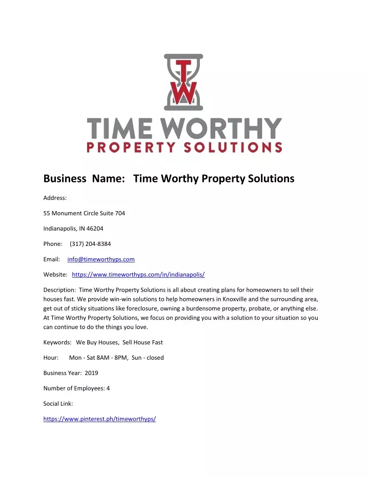 business name time worthy property solutions
