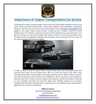 Importance of Airport Transportation Car Service