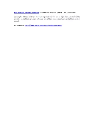 hire affiliate network software best online