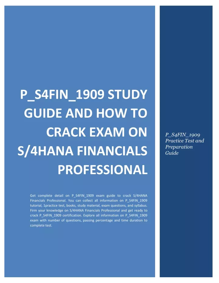 p s4fin 1909 study guide and how to crack exam