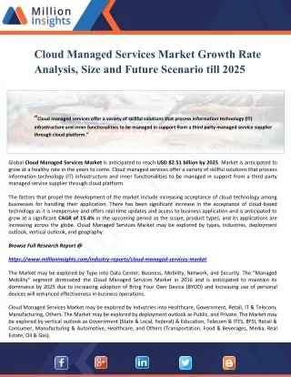 Cloud Managed Services Market Growth Rate Analysis, Size and Future Scenario till 2025