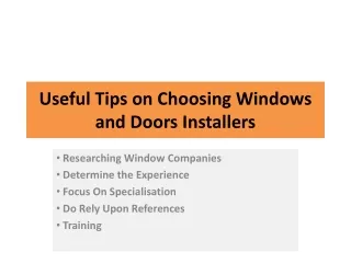 useful tips on choosing windows and doors installers