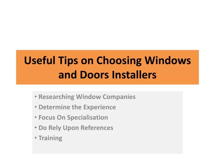 useful tips on choosing windows and doors installers
