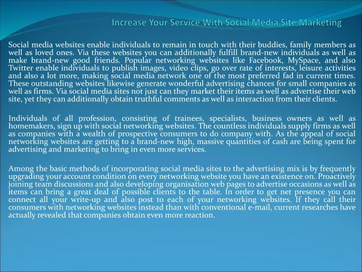 increase your service with social media site marketing
