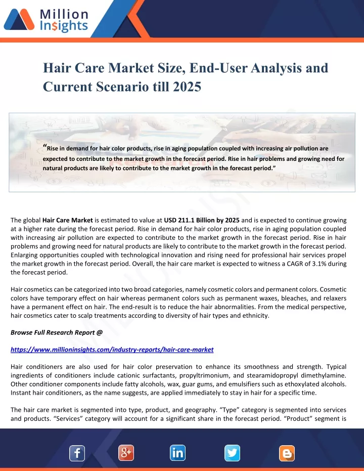 hair care market size end user analysis