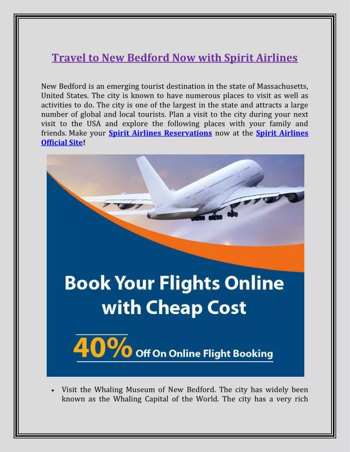 travel to new bedford now with spirit airlines