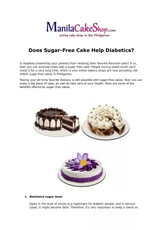 How Sugar-Free Cake Help Diabetics