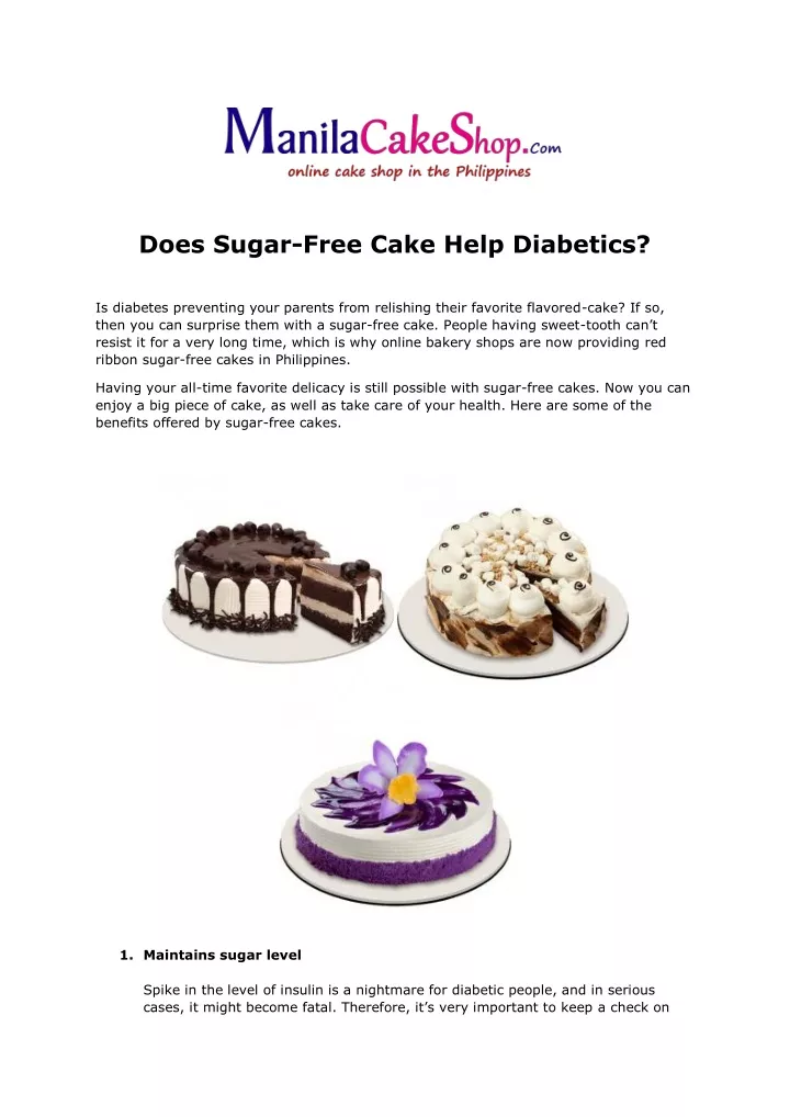 does sugar free cake help diabetics