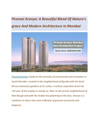 Piramal Aranya: A Beautiful Blend Of Nature's grace And Modern Architecture In Mumbai