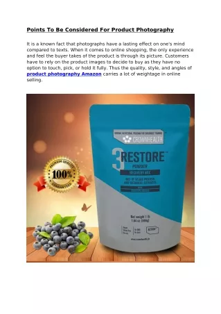 points to be considered for product photography