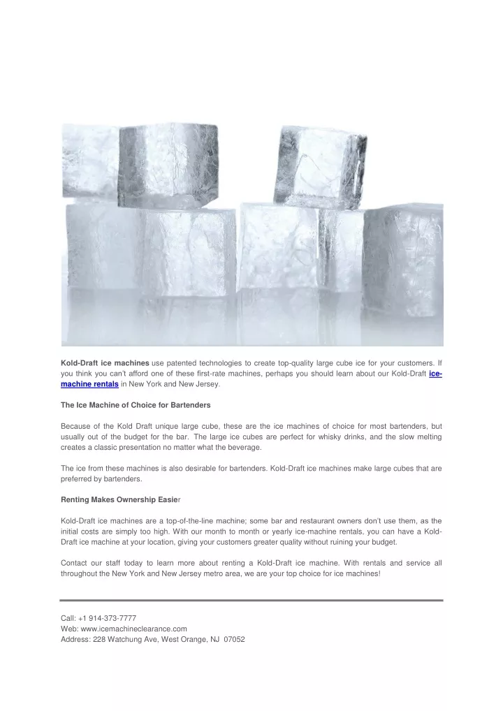 kold draft ice machines use patented technologies