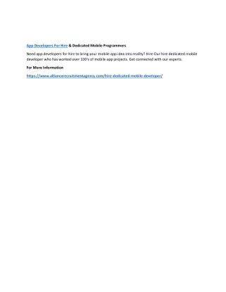 app developers for hire dedicated mobile