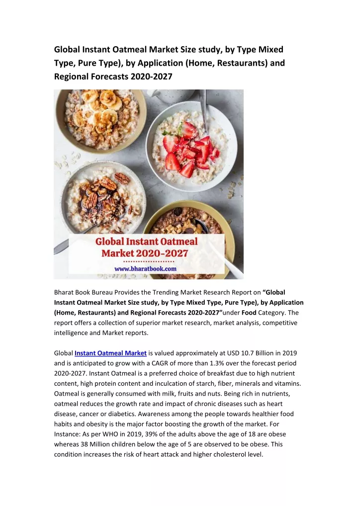 global instant oatmeal market size study by type