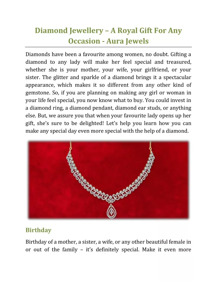 diamond jewellery a royal gift for any occasion
