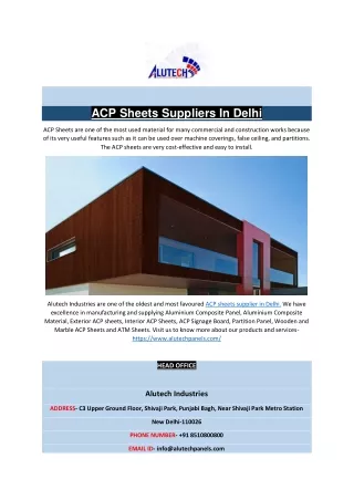 ACP Sheets Suppliers in Delhi