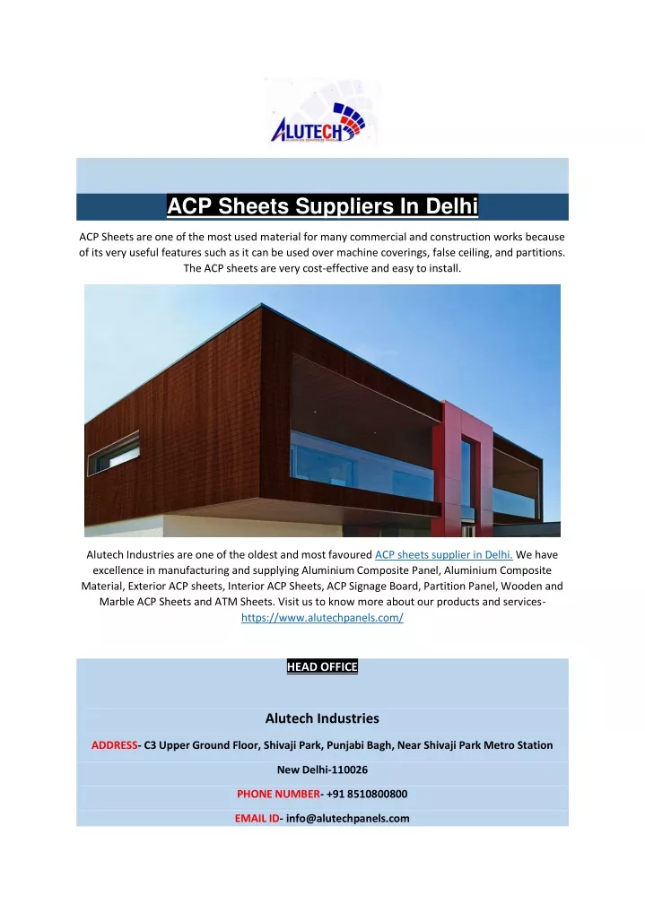 acp sheets suppliers in delhi