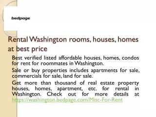 Rental Washington rooms, houses, homes at best price