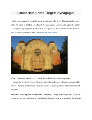 latest hate crime targets synagogue