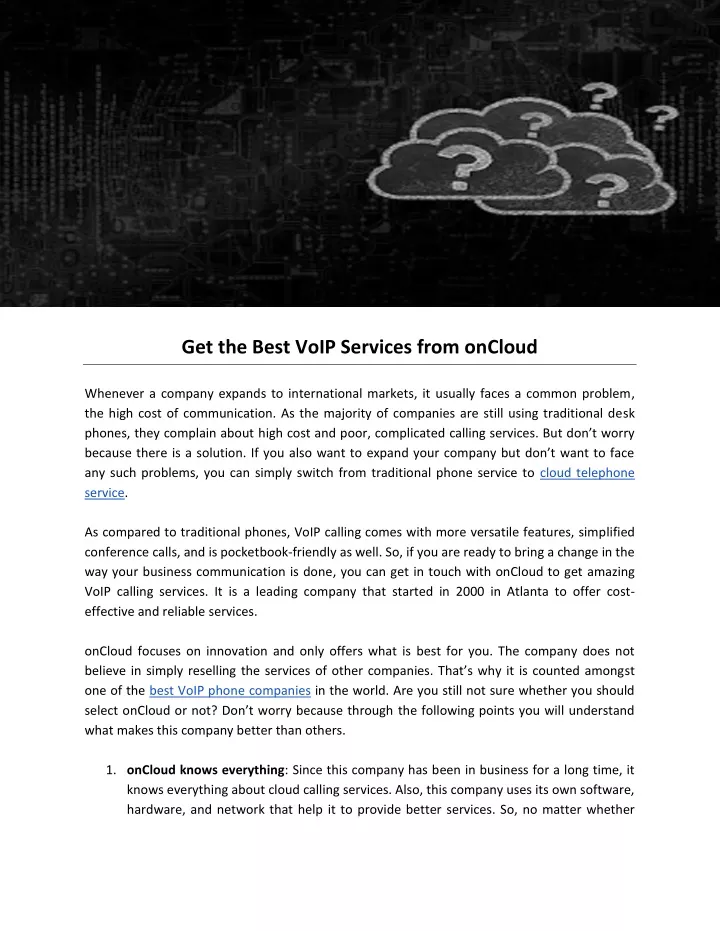 get the best voip services from oncloud