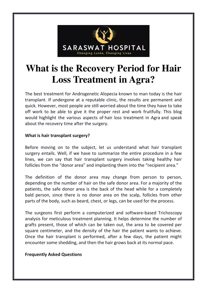 what is the recovery period for hair loss