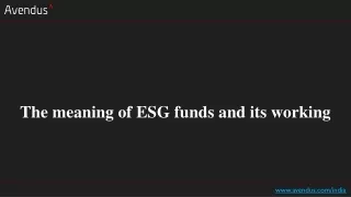the meaning of esg funds and its working