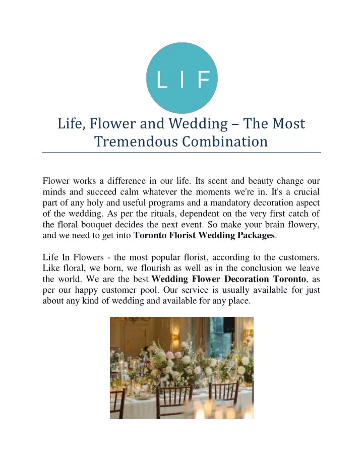 life flower and wedding the most tremendous