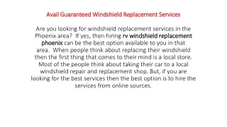 RV Windshield Replacement | Call Now : (800)503-5035