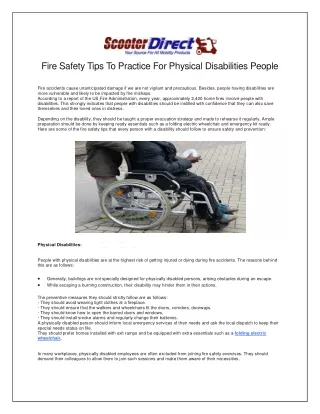 Fire Safety Tips To Practice For Physical Disabilities People