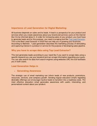 importance of lead generation for digital