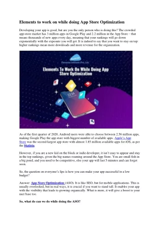 elements to work on while doing app store