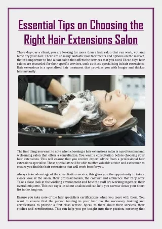 Essential Tips on Choosing the Right Hair Extensions Salon