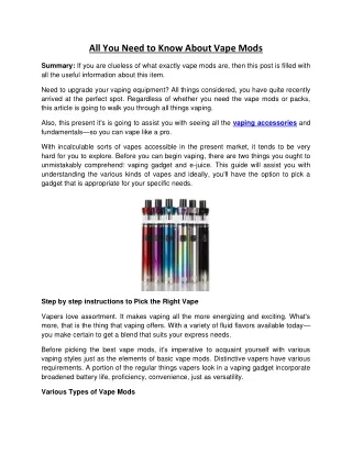 all you need to know about vape mods