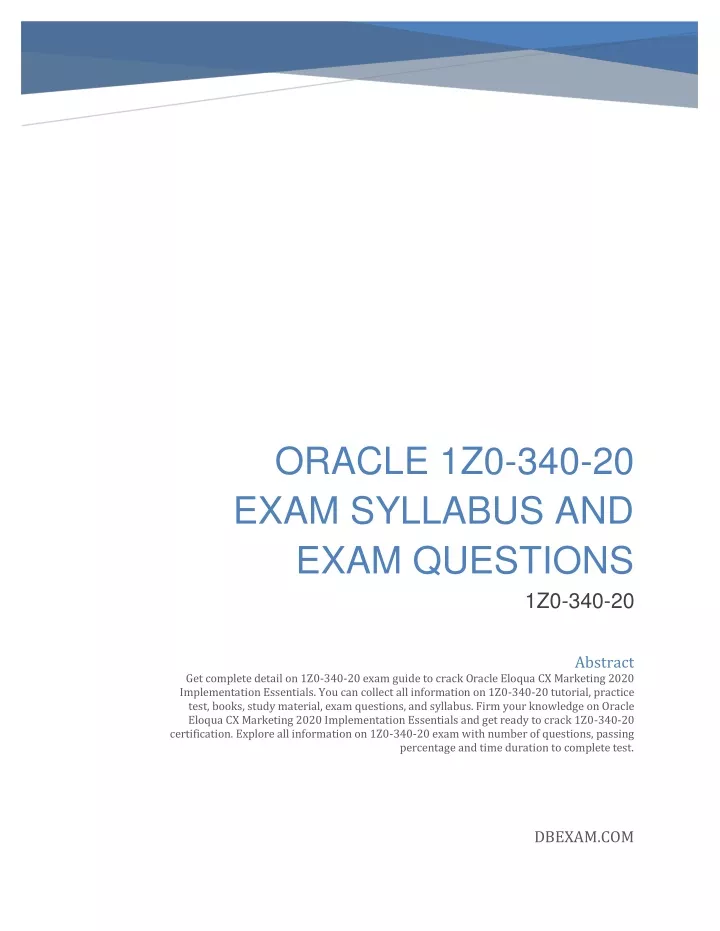 oracle 1z0 340 20 exam syllabus and exam questions