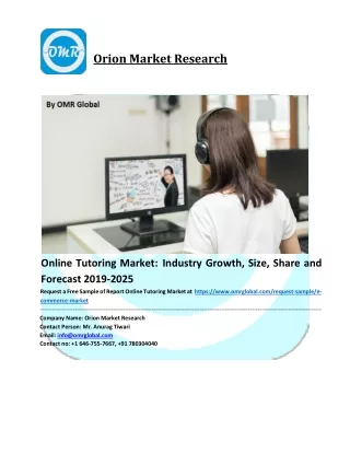 Online Tutoring Market Growth, Size, Share, Industry Report and Forecast to 2025