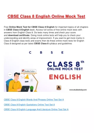 cbse class 8 english online mock test