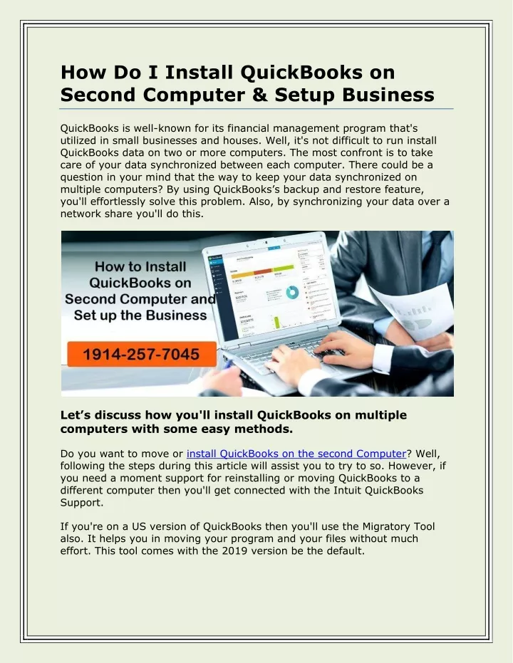 how do i install quickbooks on second computer