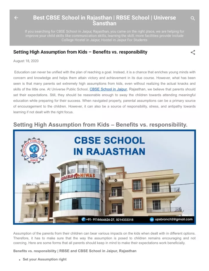 best cbse school in rajasthan rbse school
