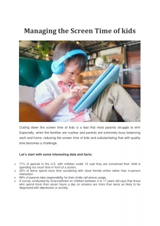 managing the screen time of kids