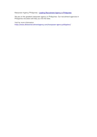 manpower agency philippines leading recruitment